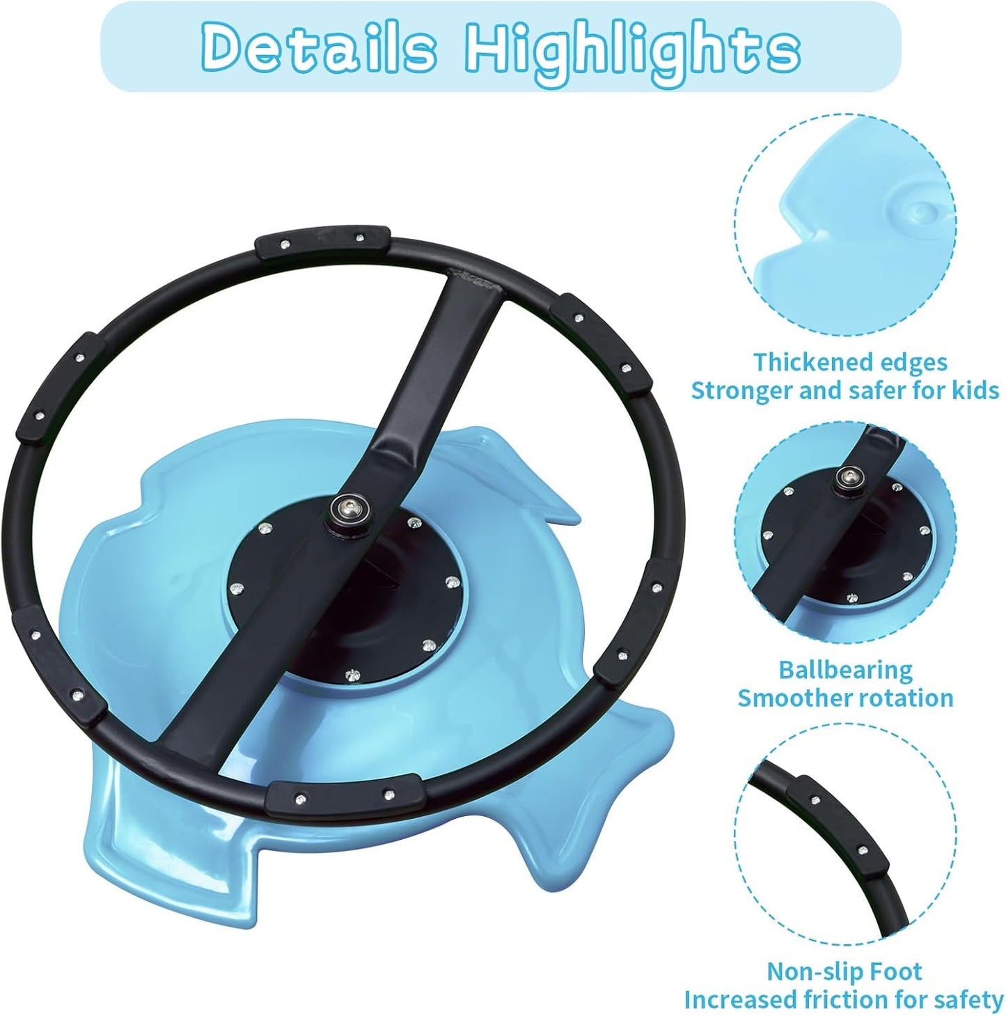 LulliSpace Blue Fish Shape Kids Swivel Sensory Swivel Chair