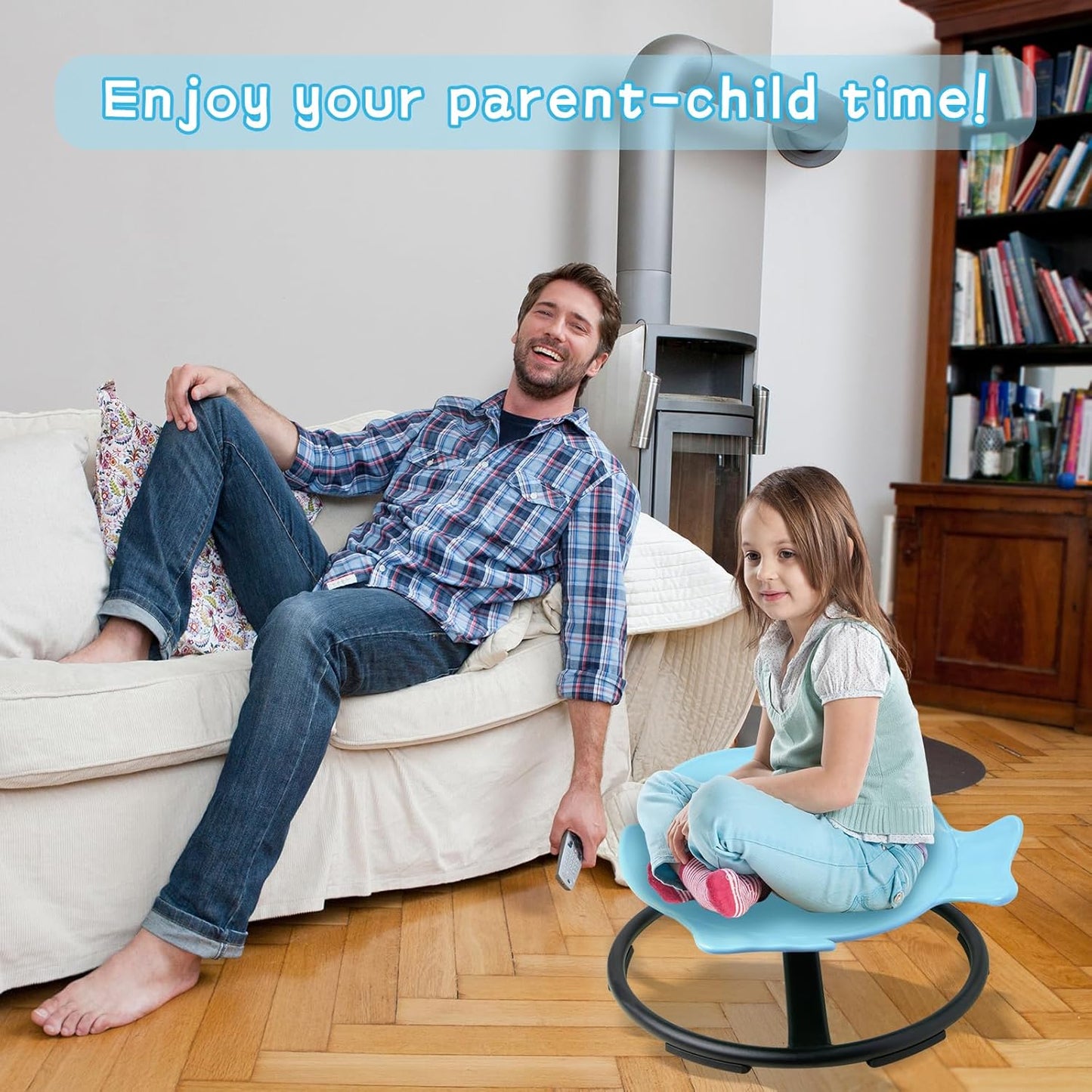 LulliSpace Blue Fish Shape Kids Swivel Sensory Swivel Chair