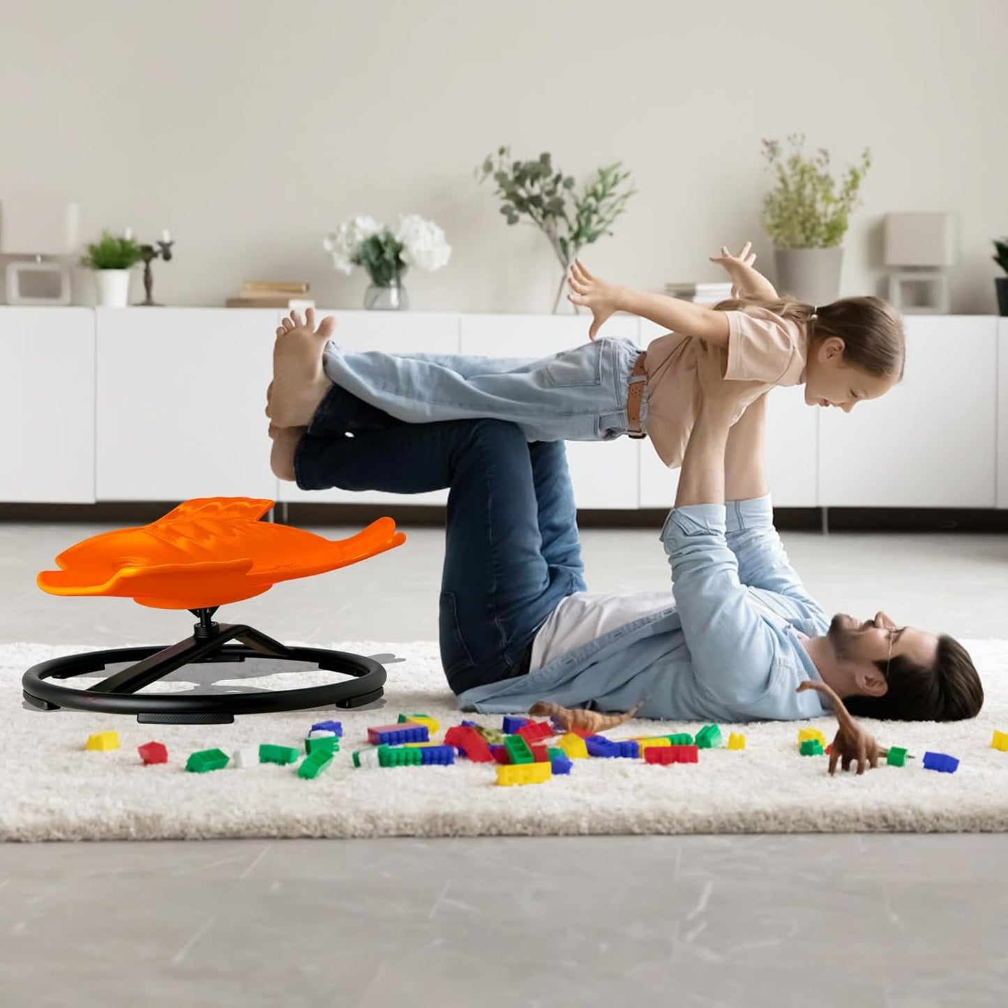 LulliSpace Orange Fish Shape Kids Swivel Sensory Swivel Chair