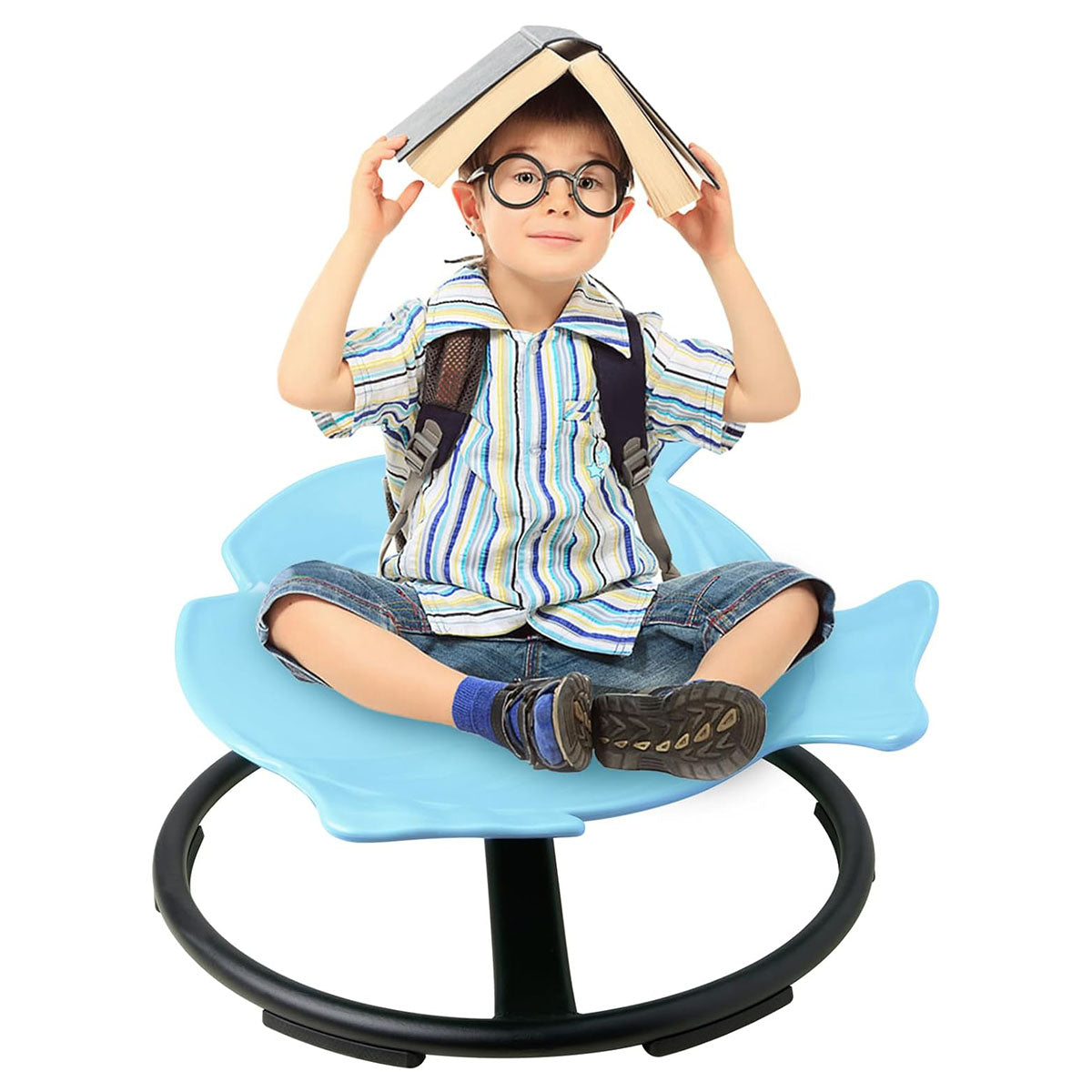LulliSpace Blue Fish Shape Kids Swivel Sensory Swivel Chair