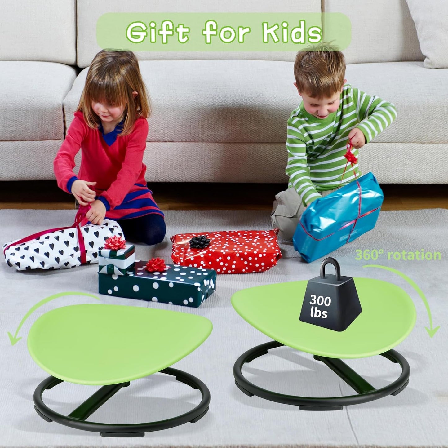 LulliSpace Green Swivel Sensory Spinning Chair