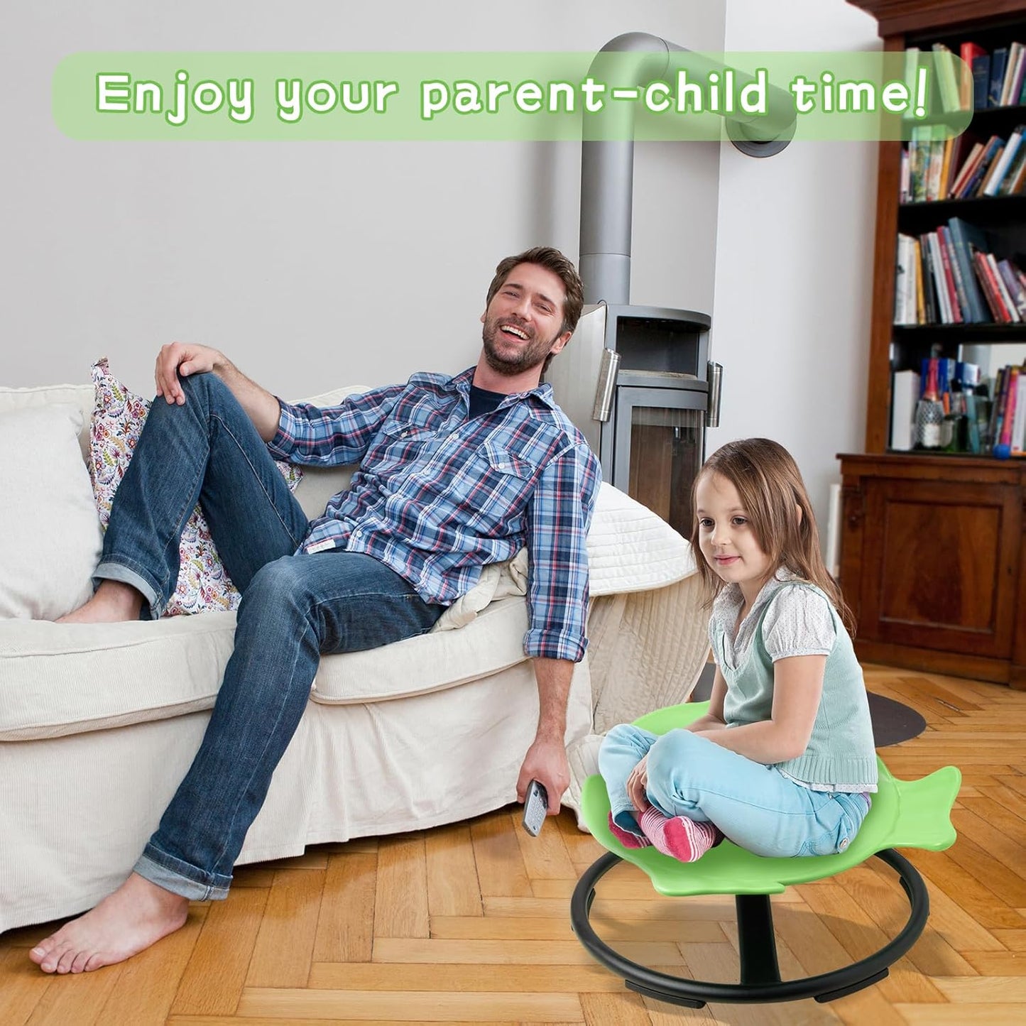 LulliSpace Green Fish Shape Kids Swivel Sensory Swivel Chair