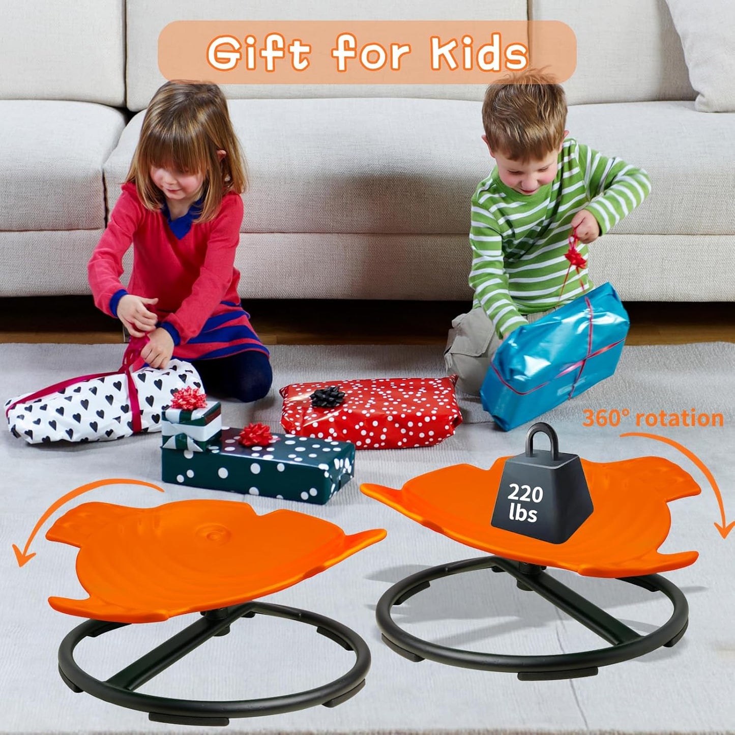 LulliSpace Orange Fish Shape Kids Swivel Sensory Swivel Chair