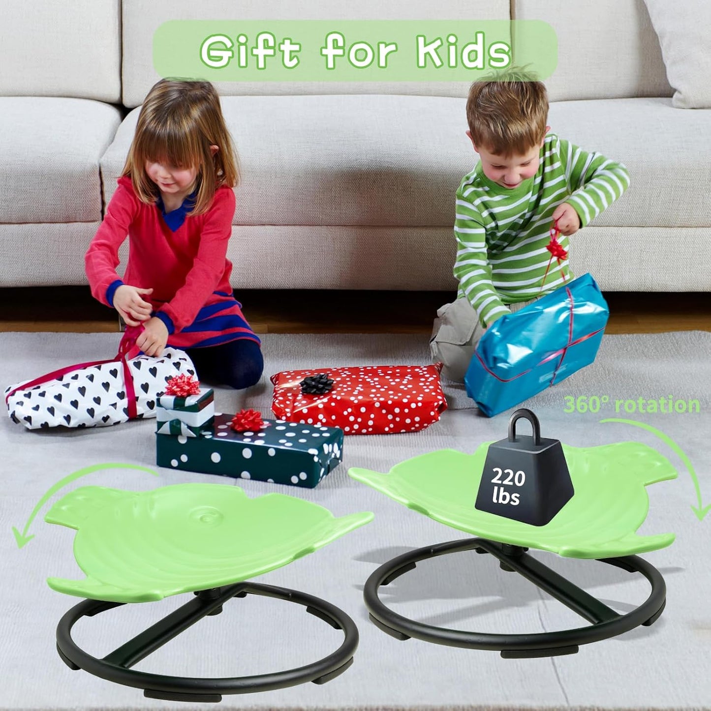 LulliSpace Green Fish Shape Kids Swivel Sensory Swivel Chair